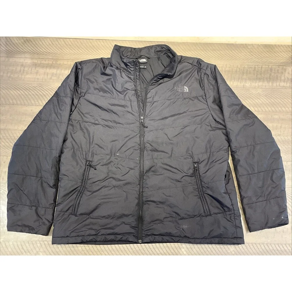The North Face Coat Men XXL 2XL Black Puffer Jacket Full Zip Lightweight Winter